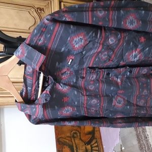 ZOO YORK Shirt Mens button up Collared long sleeve Sz XLT print design b19